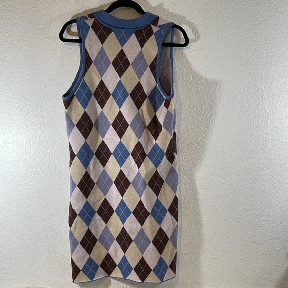 RSQ Argyle Diamond Short Sweater Dress Size 2XL Sleeveless Collar V-Neck NEW - Picture 6 of 12
